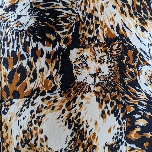 Vintage 80s Jordan Big Cat Jaguar Leopard Short Sleeve Blouse Small - Picture 2 of 8